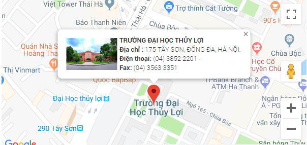 Bản đồ Đại học Thủy lợi - cơ sở Hà Nội